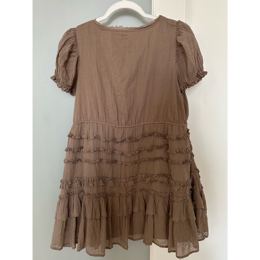 Free People Brown Tan Ruffle Darcy Mini Dress - Picture 10 of 10